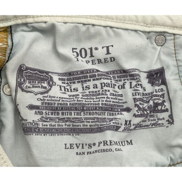 Levi's 501T Two-Tone Mid-Rise Cropped Tapered Button-Fly Jeans - Women's Size 27 - Picture 12 of 16